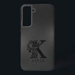 Luxury Monogram  K on Dark Grey Samsung Galaxy Case<br><div class="desc">Monochromatic slick design with the luxury letter K - in black over a dark-grey background. All letters are available by request.</div>
