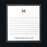Luxury Monogram Lined Notepad<br><div class="desc">Keep your notes organized and stylish with this personalized lined notepad featuring a sleek black and gold initial monogram. With plenty of lined pages, this notepad is perfect for jotting down ideas, taking notes, or making to-do lists. The classic block typography and black leather trim give it a professional and...</div>