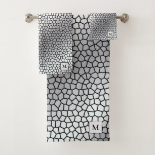 Luxury Monogram Stained Glass Silver Bath Towel Set