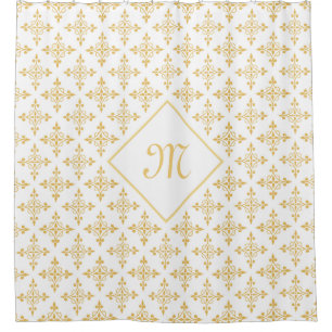 Luxury Monogram White and Gold Quatre Floral