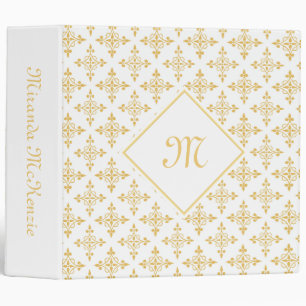 Luxury Monogram White and Gold Quatre Floral Binder