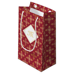 Luxury Monogram White and Gold Quatre Floral Small Gift Bag