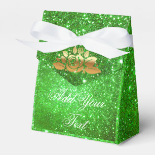 Luxury Monogrammed Popular Green Gold Glitter Favor Box