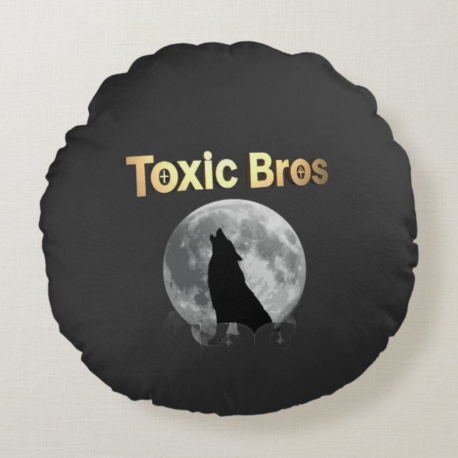 Luxury Moon Round Pillow, Toxic Bros Signature Pillow (Front)