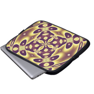 Luxury Moroccan Gold Purple Abstract Pattern Laptop Sleeve
