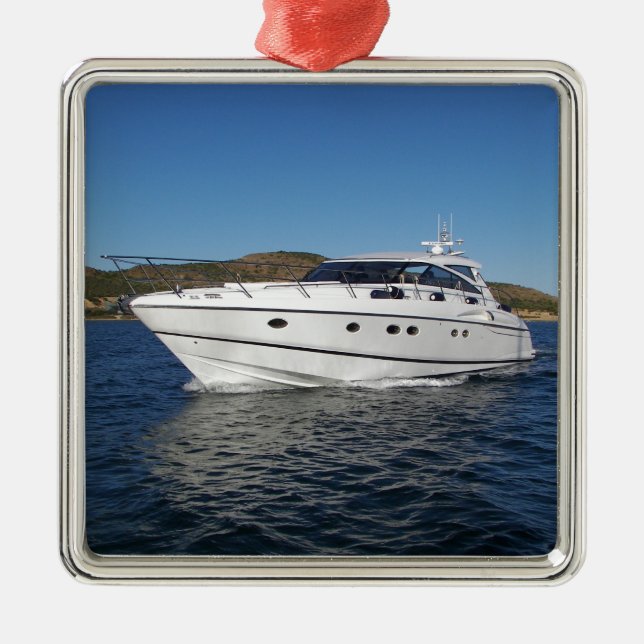 Luxury Motor Boat Metal Ornament (Front)
