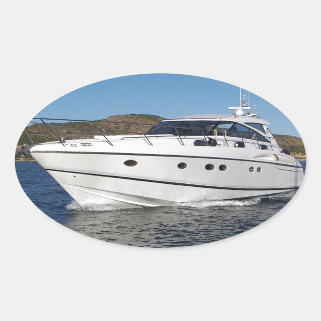 Luxury Motor Boat Oval Sticker (Front)