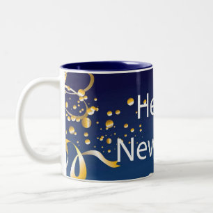 luxury mug, Happy New Year. Two-Tone Coffee Mug