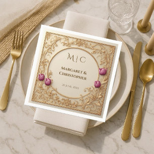 Luxury Mulberry Gold Antique Baroque Grandeur Chic Napkin