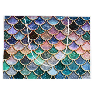 Luxury multicolor Glitter Mermaid Scales Large Gift Bag