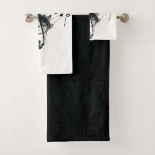 Luxury Music Note black and white Bath Towel Set