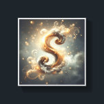 Luxury Mystical Golden Letter "S" - Ethereal Glowi Canvas Print<br><div class="desc">A stunningly elegant depiction of the letter "S" crafted from flowing golden fibers and surrounded by a soft, ethereal mist. Decorated with floating golden spheres and shimmering bokeh lights, this piece creates a magical and sophisticated atmosphere. Perfect for personalized gifts, luxury nurseries, or as a stylish initial statement in modern...</div>