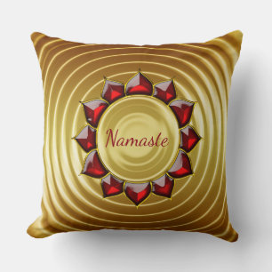 Luxury Namaste red and gold Throw Pillow