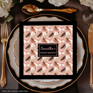 Luxury Napkins Personalized Rose Gold and Black