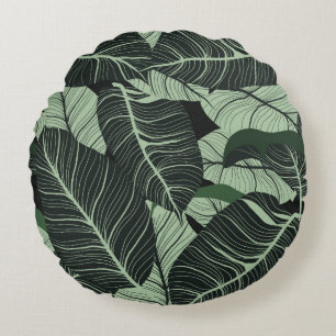 Luxury nature leaves background. Floral pattern, T Round Pillow
