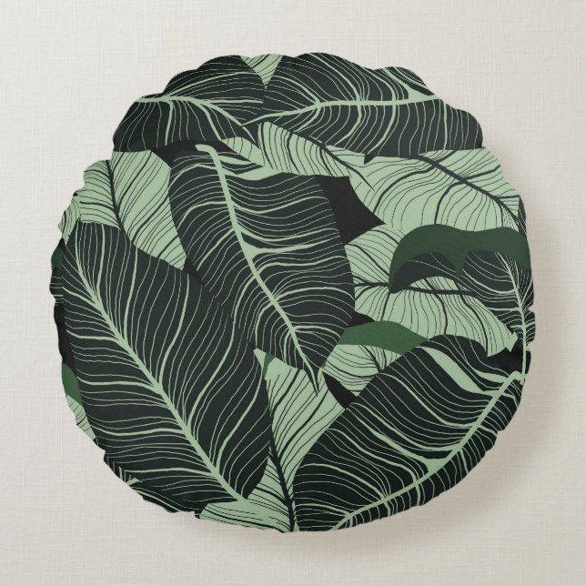 Luxury nature leaves background. Floral pattern, T Round Pillow (Front)