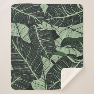 Luxury nature leaves background. Floral pattern, T Sherpa Blanket