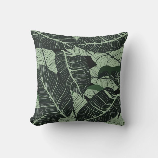 Luxury nature leaves background. Floral pattern, T Throw Pillow (Front)