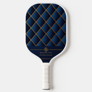 Luxury Navy and Gold Geometric Personalized Pickleball Paddle