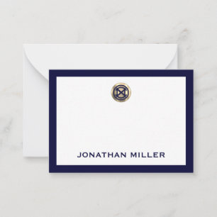 Luxury Navy and Gold Personalized Note Card