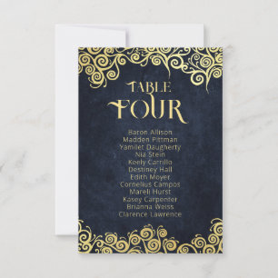 Luxury Navy Blue And Gold Flourish Winter Wedding Invitation
