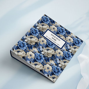 Luxury Navy Blue Floral Ivory Memory Album Binder