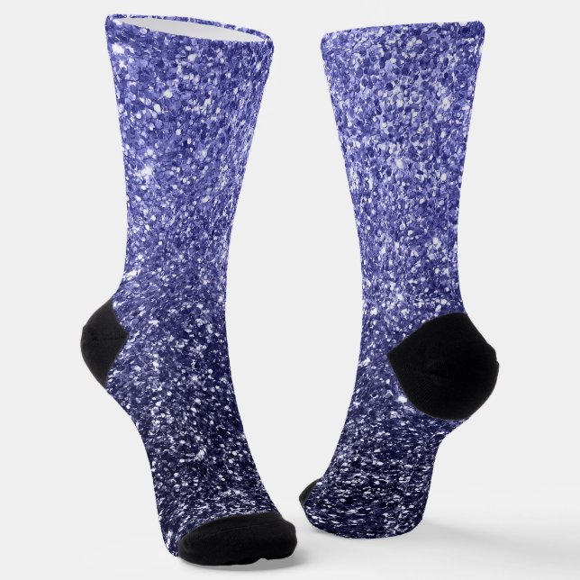 Luxury Navy Blue Gradient Glitter Socks (Angled)