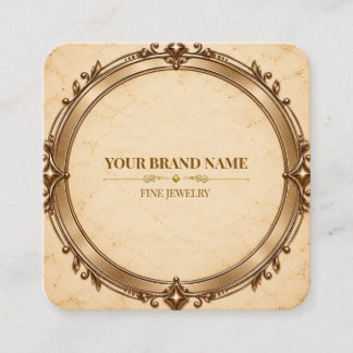 Luxury Navy Blue Marble Silver Square Box Label Business Card