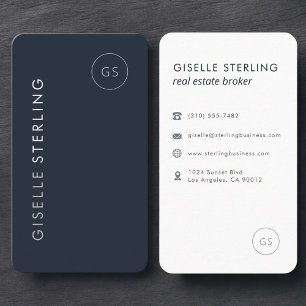 Luxury Navy Blue Real Estate Broker Business Card
