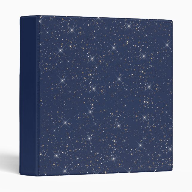 Luxury navy blue sparkle gold glitter pattern binder (Front/Spine)