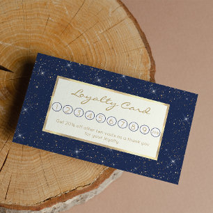 Luxury navy blue sparkle gold glitter pattern loyalty card