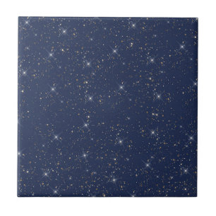 Luxury navy blue sparkle gold glitter pattern tile