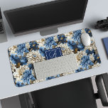 Luxury Navy Flowers Custom Name Floral Desk Mat<br><div class="desc">✅ For matching items search 130B in my collections ✅ Enhance your workspace with this elegant desk mat, featuring an opulent design of blue, white, and ivory florals. The refined pattern brings a sophisticated and calming aesthetic, perfect for elevating your desk setup at home or the office. Designed for both...</div>
