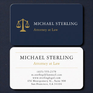 Luxury Navy Gold Attorney & Counselor at Law Business Card