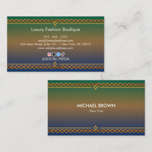 Luxury Navy Gold Teal Watercolor Business Card