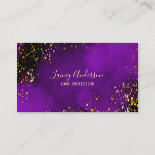Luxury neo purple black and faux gold foil glitter business card