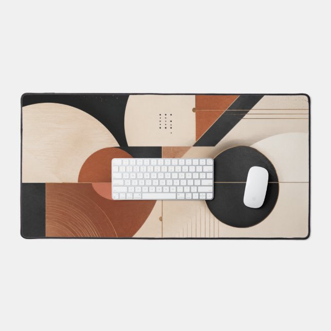 Luxury Neutral Geometric Aesthetic Desk Mat (Keyboard & Mouse)