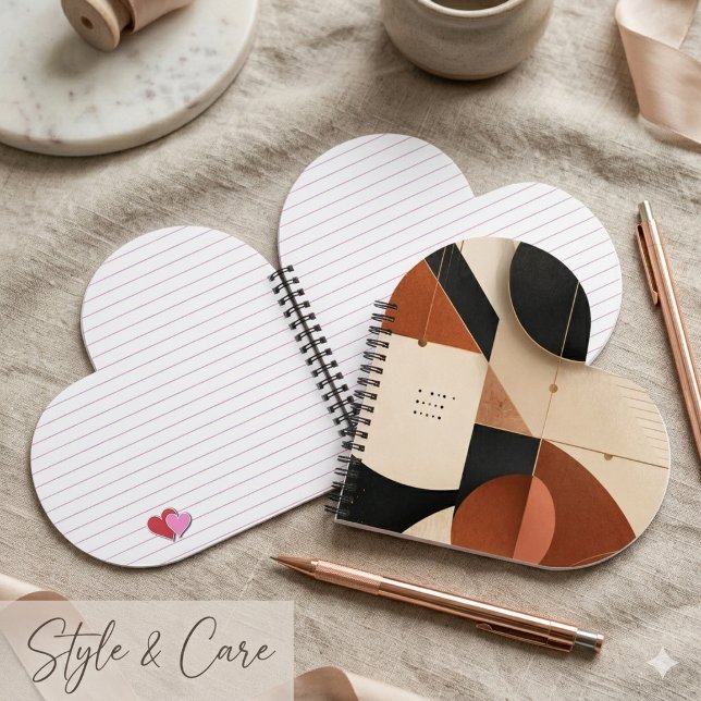 Luxury Neutral Geometric Aesthetic Heart Shaped Notebook (Luxury Neutral Geometric Aesthetic Heart Shaped Notebook)