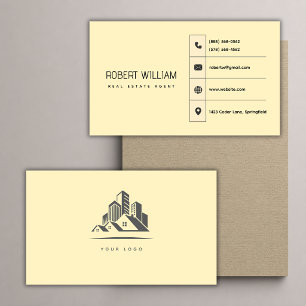 Luxury Neutral Linen Real Estate Broker Agent Business Card