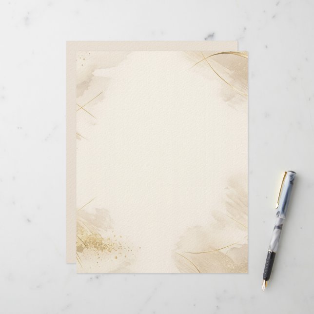 Luxury Neutral Personalized Stationery (Front/Back In Situ)