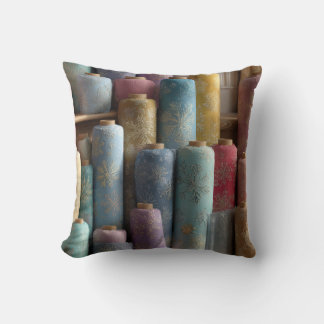 Luxury Nordic Snowflake Vase Art Throw Pillow