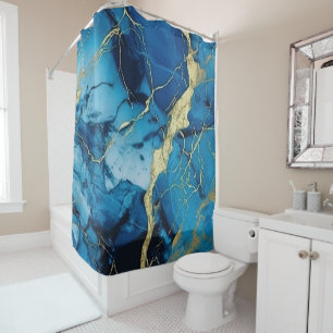 Luxury Ocean Blue Marble Gold Kintsugi Agate