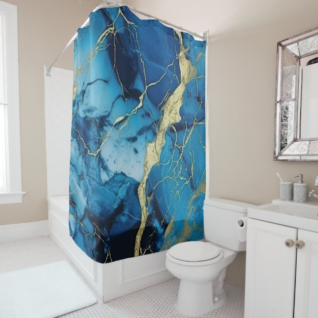 Luxury Ocean Blue Marble Gold Kintsugi Agate (In Situ)