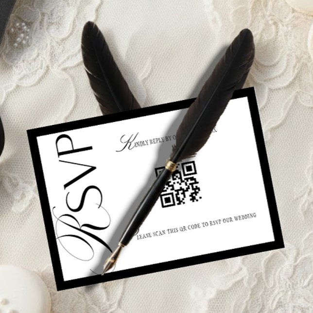 Luxury Old Money Black and White  RSVP Card (Creator Uploaded)
