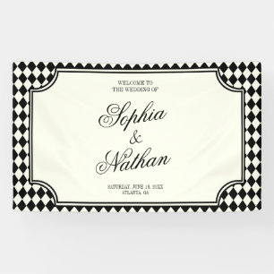 Luxury Old Money Black Ivory Vintage Wedding Banner