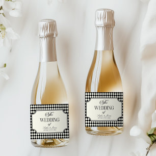 Luxury Old Money Black Ivory Vintage Wedding Sparkling Wine Label