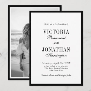 Luxury Old Money Black & White Minimalist Wedding Invitation