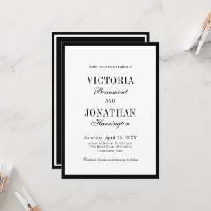 Luxury Old Money Black & White Minimalist Wedding Invitation