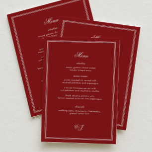 Luxury Old Money  Burgundy Wedding Menu
