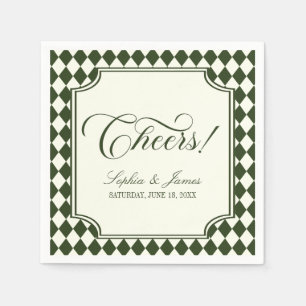 Luxury Old Money Olive Green Ivory Vintage Wedding Napkin